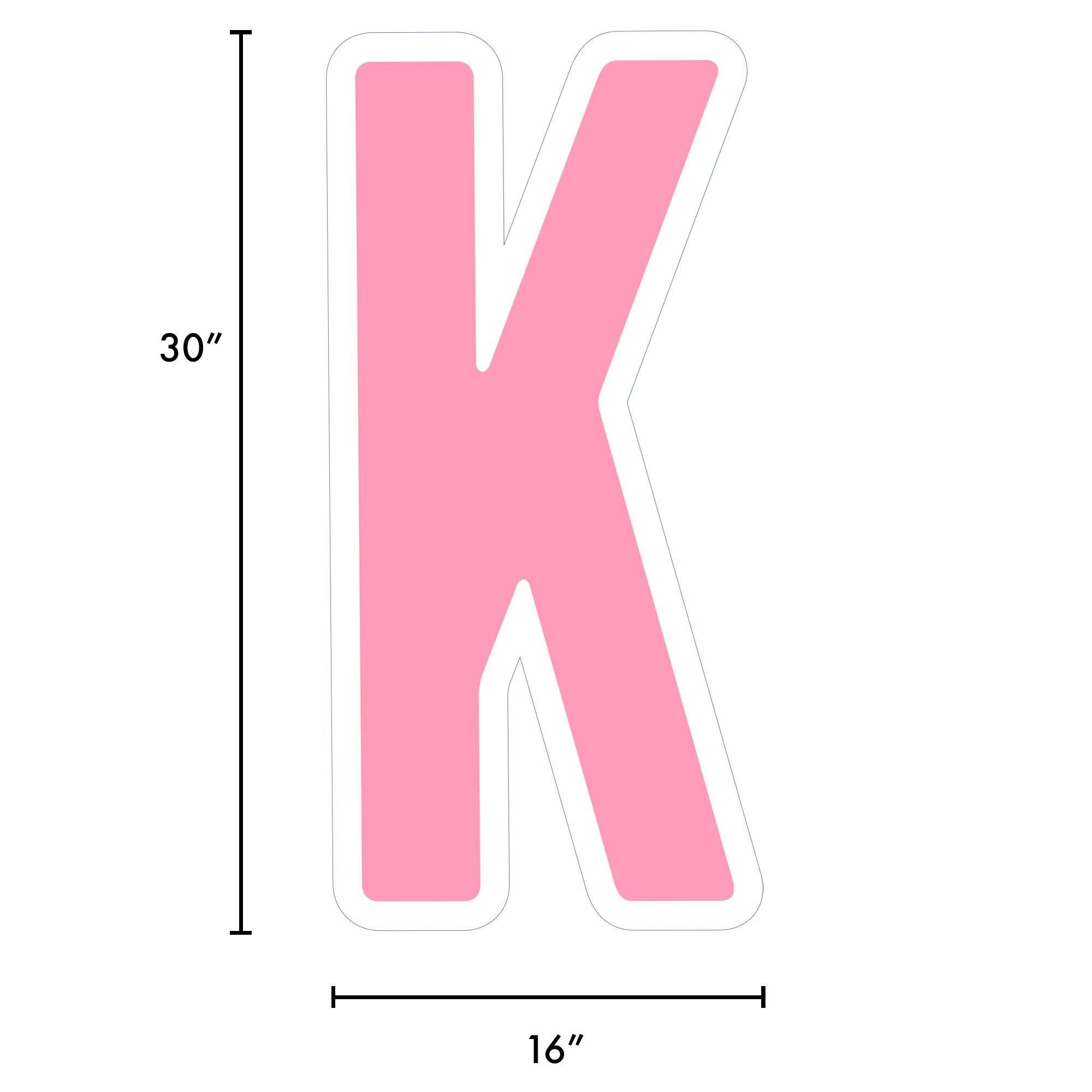 Pink Letter (K) Corrugated Plastic Yard Sign, 30in